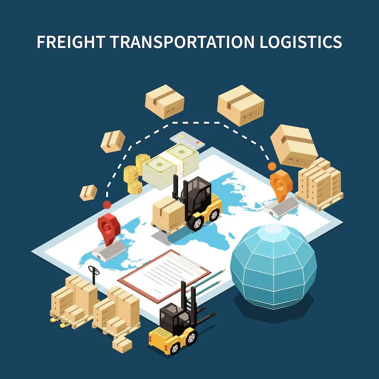 imgi 13 procurement logistic sourcing purchasing storing organizing worldwide transportation materials from warehouse background isometric compositio
